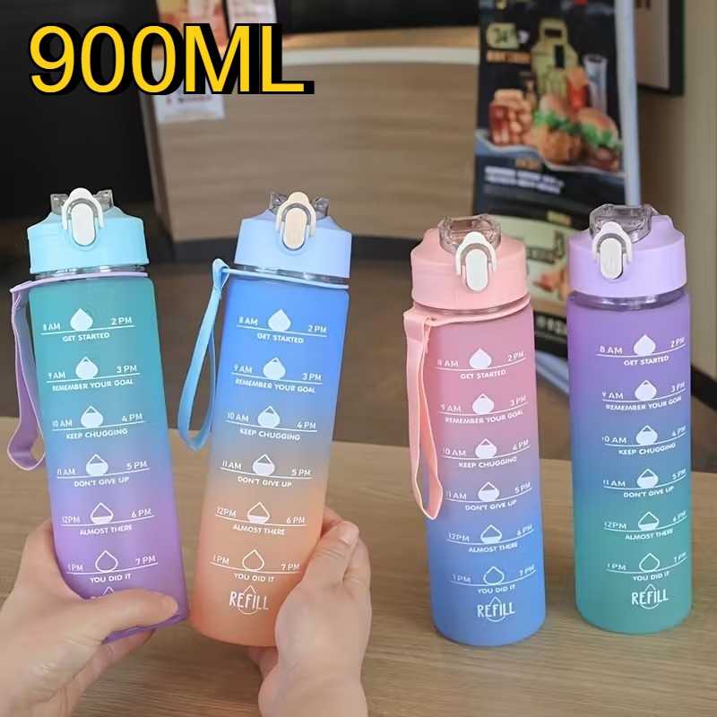 Smart Water Bottle Tracker - 900ml 스포츠 물병 고온 저항성 눈금
