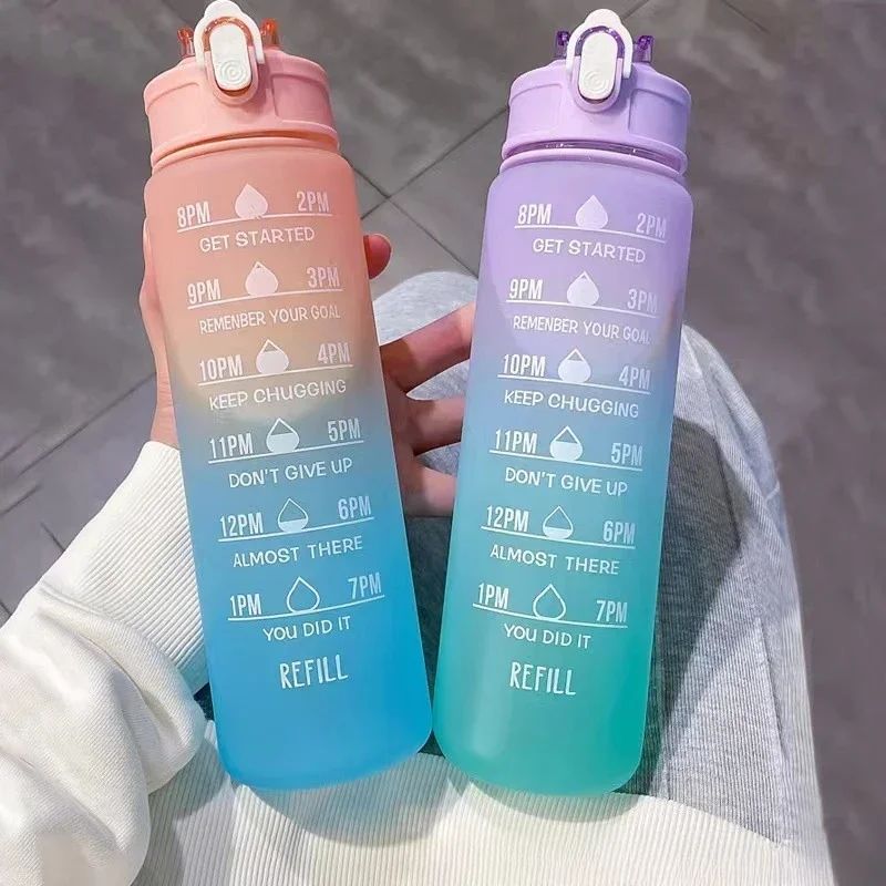 Smart Water Bottle Tracker - 시간 추적 빨대가 포함된 스포츠 물병