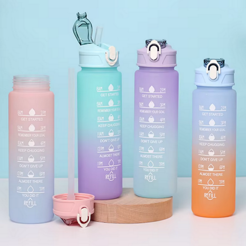 Smart Water Bottle Tracker - 시간 추적 빨대가 포함된 스포츠 물병
